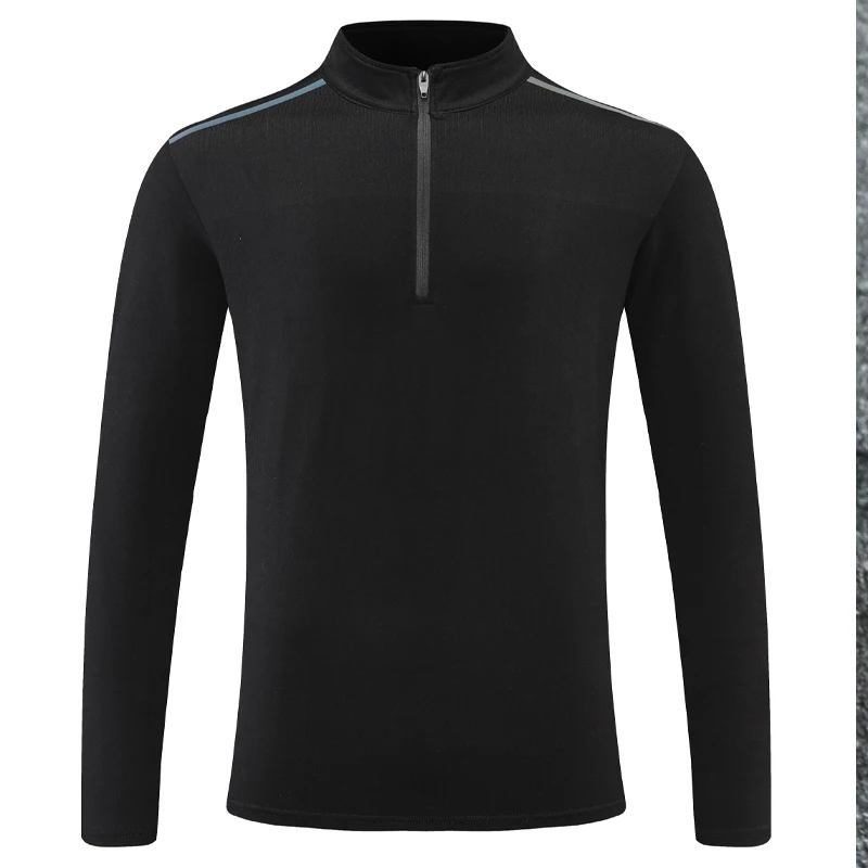 Men Half Zip Pullover Gym Fashion Sports Long Sleeve Casual Brand Running Sweatshirt Prints Polyester Fitness Training Shirts