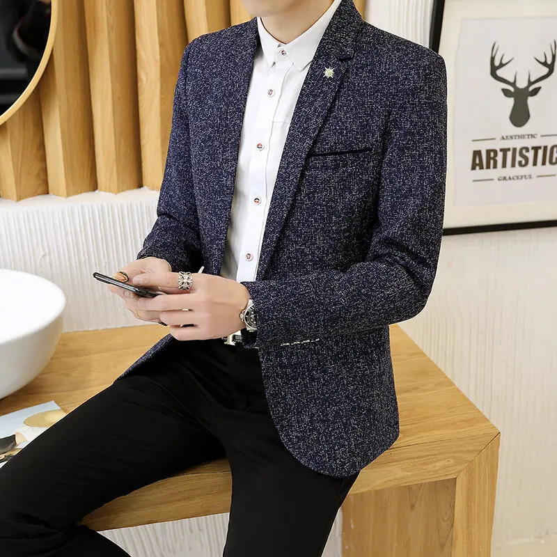 

New High-grade Men's Casual Small Suit for Autumn and Winter 2022 Men's Slim Business Suit for Young Men's Single West Coat