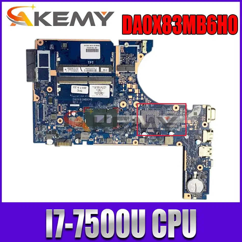 

907712-001 907712-601 DA0X83MB6H0 laptop motherboard For ProbBook 450 G4 SR2ZV I7-7500U DDR4 Main board full tested