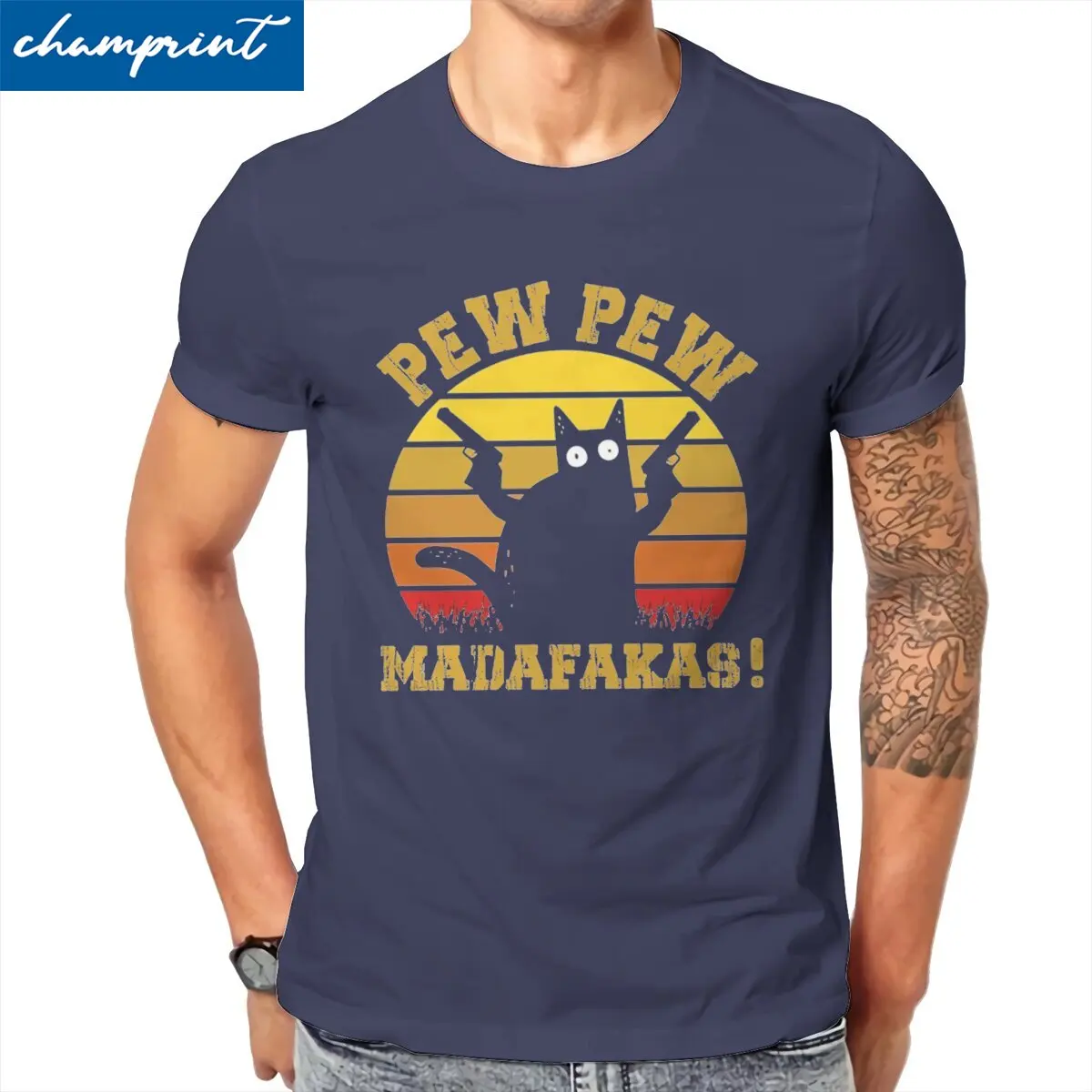 

Забавная футболка Pew Madafakas, мужские футболки из чистого хлопка с круглым вырезом, футболка в стиле хип-хоп с котом и короткими рукавами, классическая одежда