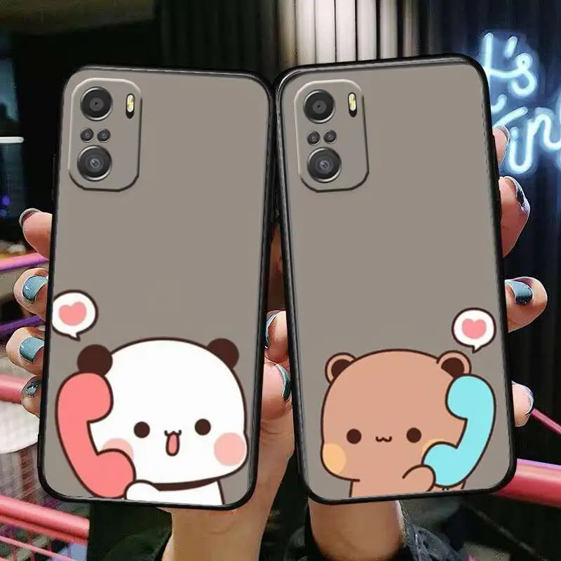 

Cute Bear animal For Xiaomi Redmi Note 10S 10 9T 9S 9 8T 8 7S 7 6 5A 5 Pro Max Soft Black Phone Case