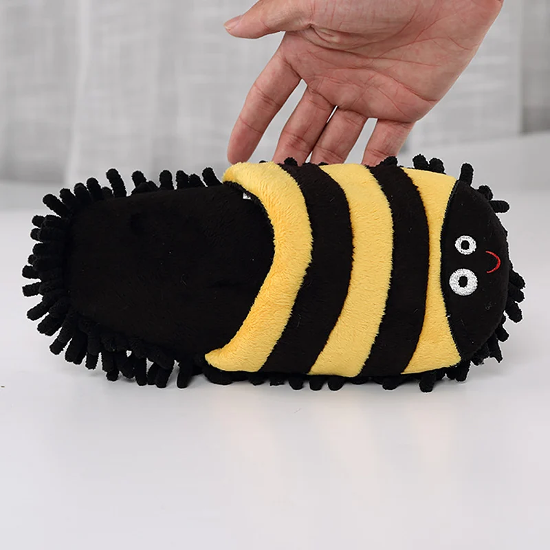 Lovely Beetle Women's House Slippers Warm Short Plush Wear-resistant Winter Indoor Slippers for Girls Mop Shoes Plus Size 42-44