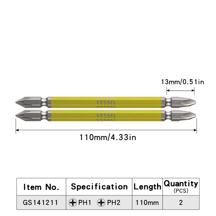 

VESSEL Japan Tool GO-SAI Screwdriver Bit Set GS5P and GS14 Series for Phillips and Slotted Screws