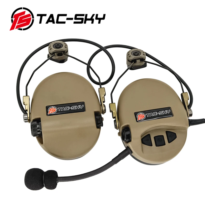 TAC-SKY Helmet Mount ARC Rail Mount Version Tactical Noise Cancelling Hunting TCI LIBERATOR II Silicone Over-Ear Headphones