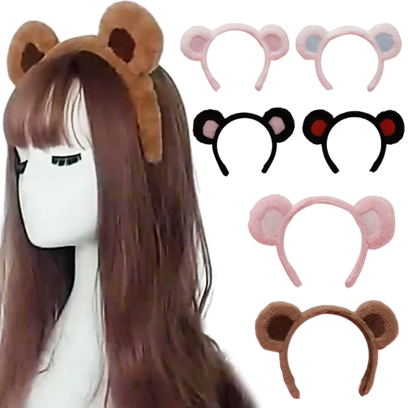 

Plush Hair Hoop Animal Bear Ears Headwear Furry Headbands Cute Headpiece Headdress Handmade Japanese Lolita Cosplay Accessories