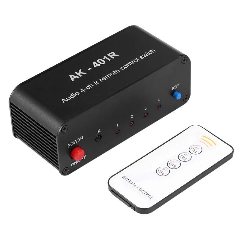 

3.5Mm Audio Switcher 4-Way Bi-Directional 3.5Mm/RCA 4 In 1 Out Audio Selector Switch Splitter Adapter DC12V/1A