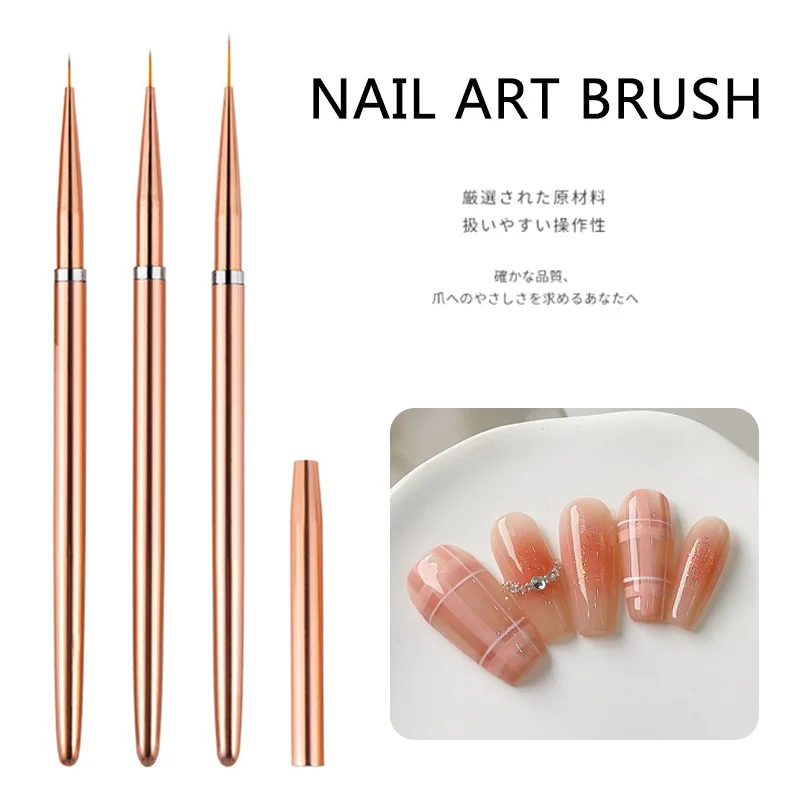 

TSZS 3 шт. набор акриловых кистей для французского маникюра в полоску, 3D наконечники, ручка для рисования, Гель-лак, кристаллы