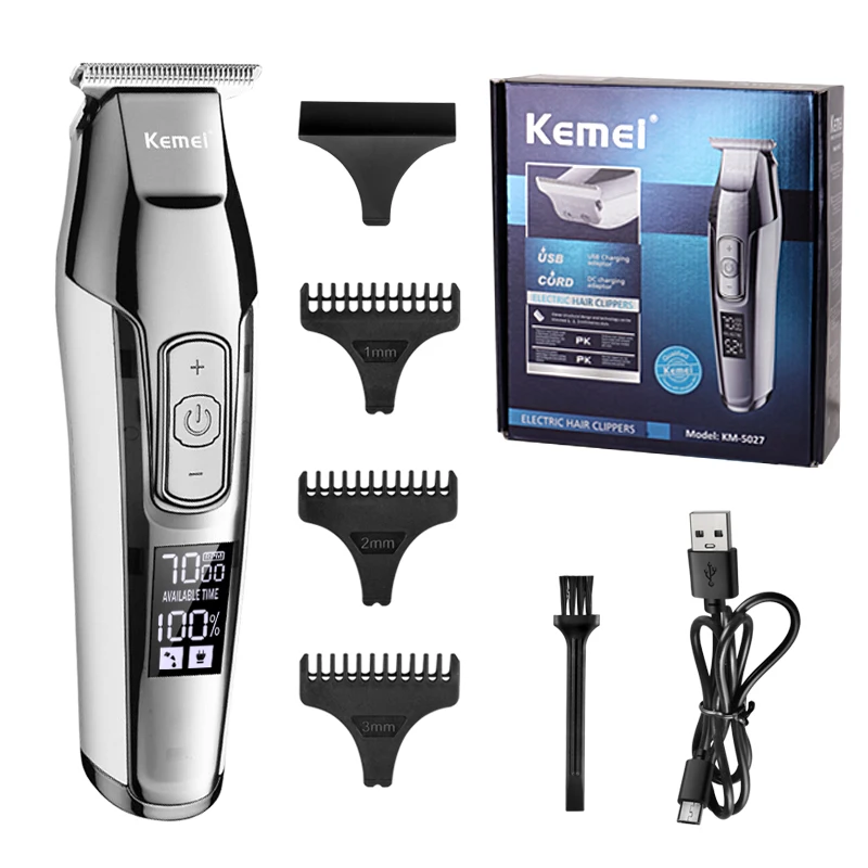 

Kemei Professional Hair Clipper Adjustable Speed Carving Clippers Electric Razor Rechargeable Beard Trimmer with LCD Display