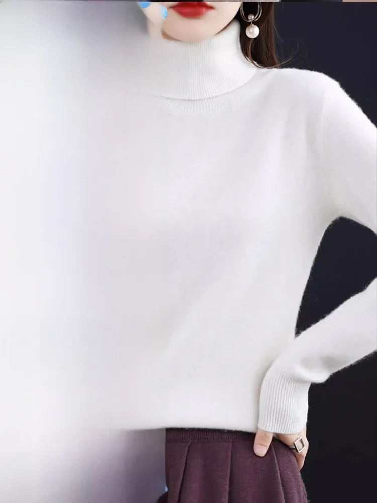 2024 Turtleneck Knit sweater Autumn and Winter New Woolen Sweater Lazy Inner wear Advanced with Coat Warm Soft Glutinous Top