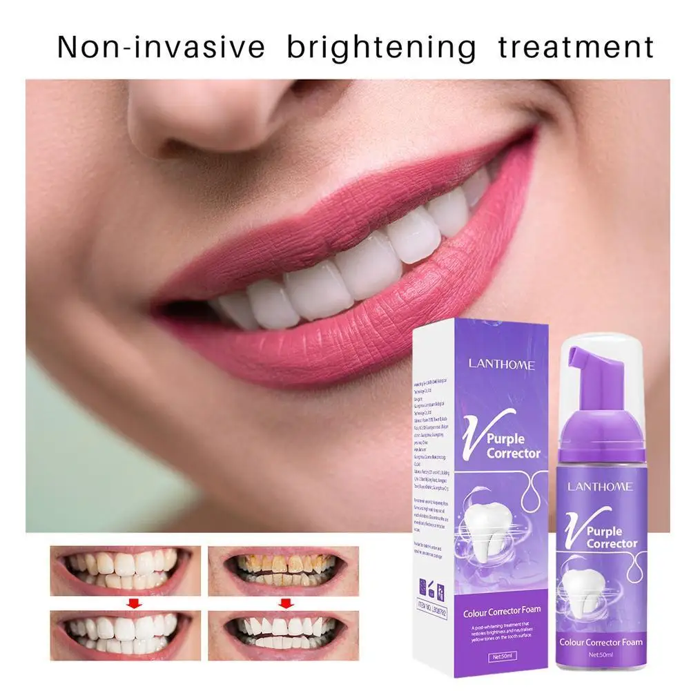 

50ML Colour Corrector Teeth Whitening Mousse Cleaning Purple Sensitive Toothpaste Brightening Stain Plaque Tooth Repair Rem E2A1