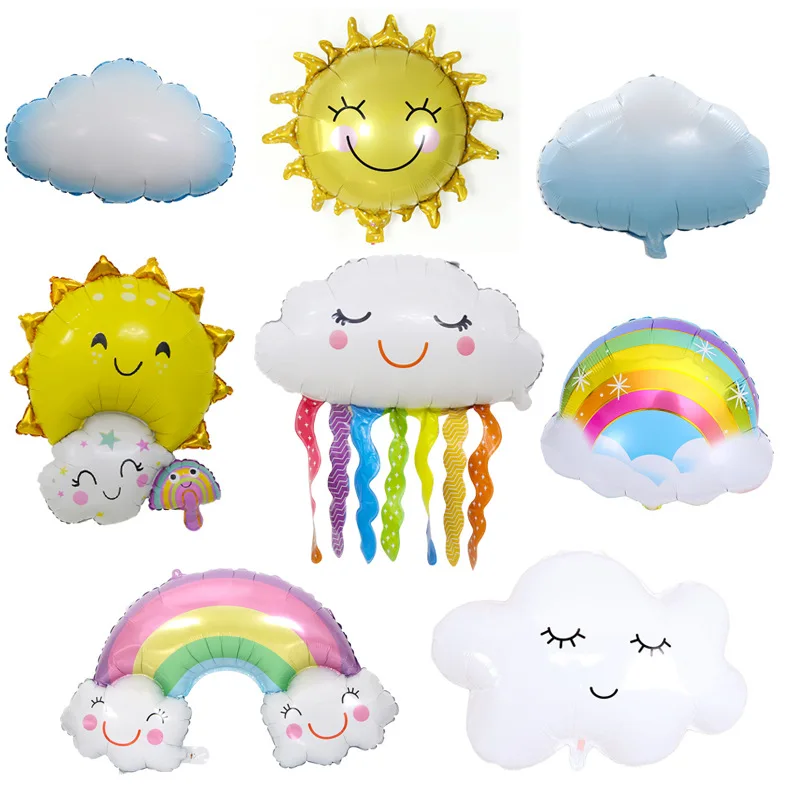 

4D Clouds Rainbow Foil Balloons Birthday Party Decor Kids Toys Air Globos Cartoon Large Size Helium Balloon Festival Decor Props