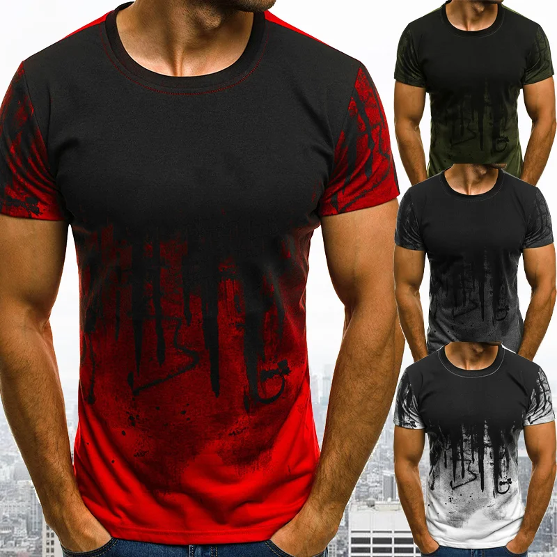 

Fashion Summer T-shirt Clothes Men Casual T-shirt Sport Summer Round Neck Tops