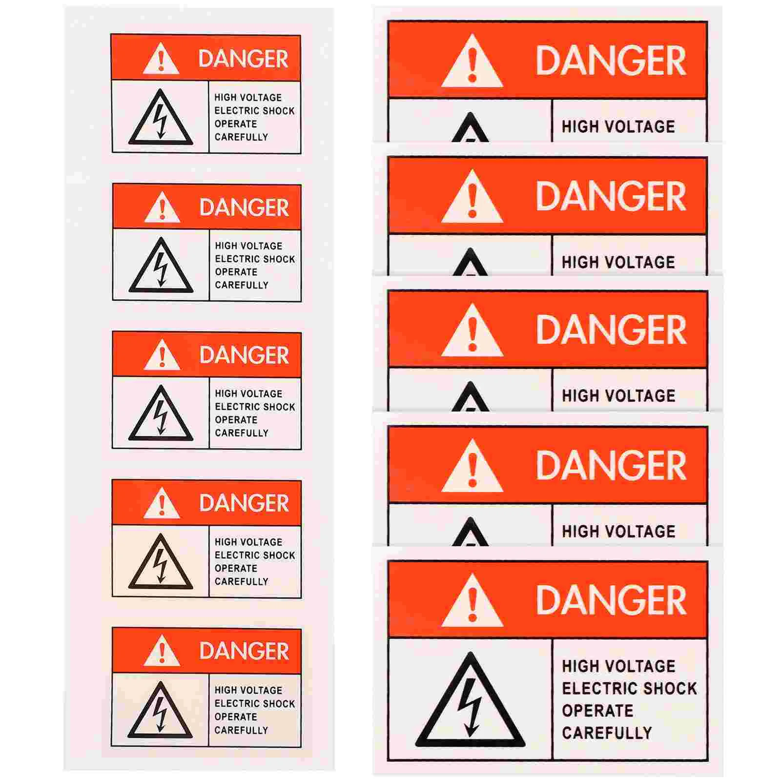 

10Pcs DANGER Warning Stickers Adhesive Backside Sign Safe Sticker Clear Large Font Text Decal Security signage