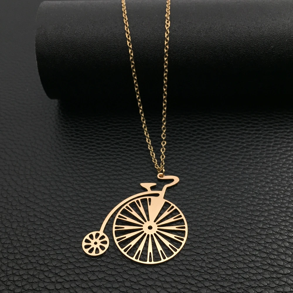 

Origami Charm Bicycle Necklace Women Stainless Steel Jewelry Gift For Sport Lover Accept Drop Shipping YP6408
