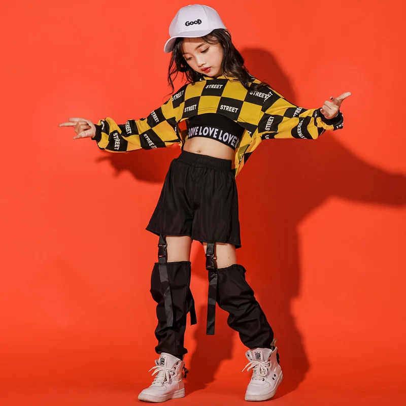 

Korean version of children's Jazz Dance suit navel top hiphop clothes hip hop girls hip hop fashion show clothes