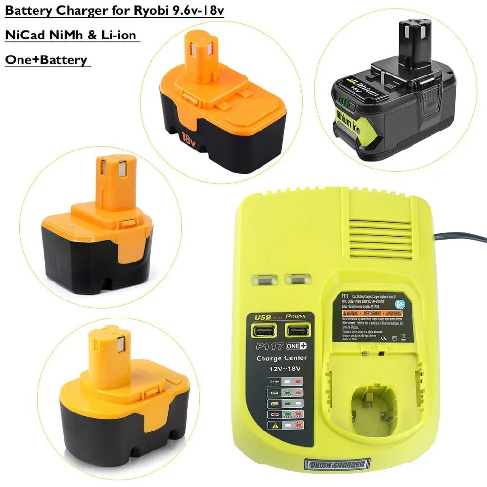 P117 3A Li-Ion Ni-MH Ni-Cd Универсальный Перезаряжаемый Аккумулятор Charger для Ryobi 12-18V Battery P100