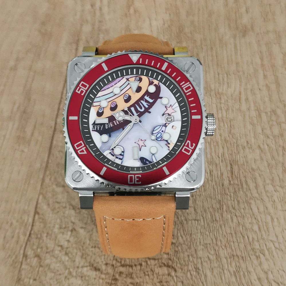 

Новинка 42 мм GEERVO без логотипа сапфировый кристалл из нержавеющей стали квадратный чехол японский nh35 Move Мужские часы Мужские Airship 10 бар GR102