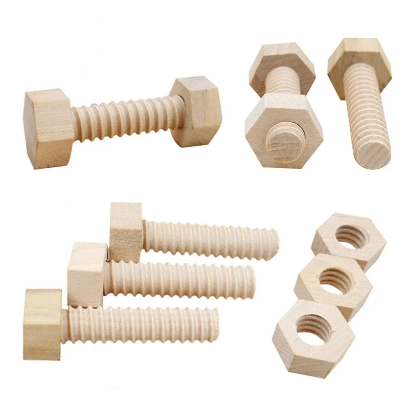 

1-20pcs Early Education Educational Screw Nut Assembling Wooden Toy Solid Wood Screw Nut Hands-On Teaching Aid Toy for Child
