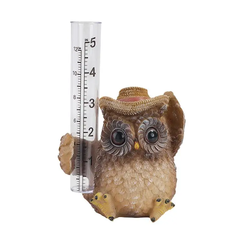 Открытый датчик дождя Декор Дождемер Сова Садовый декор из смолы дождевик Трубка