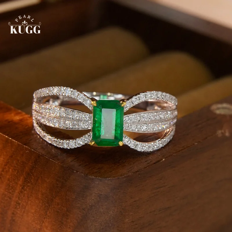 KUGG 100% 18K кольца из белого золота Роскошные бриллиантовые классические обручальные кольца для женщин помолвка искусственное праздничное украшение