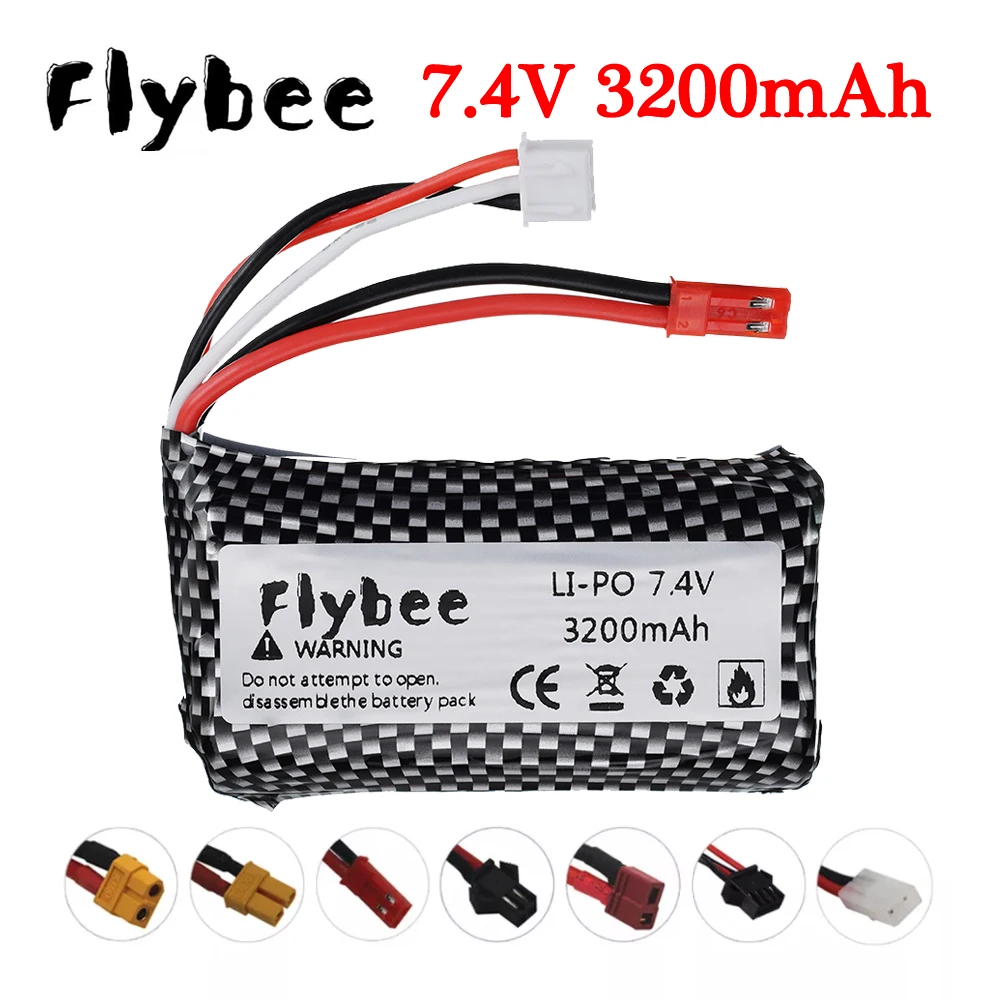 

18650 7.4V 3200mAh li-ion Battery SM/T/JST/Tamiya Plug for wltoys S033g 10428 10423 104310 104311 Rc Boats Cars Tanks Toys Parts