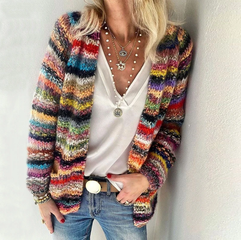 2022 Spring and Autumn New Sweater Knitted Cardigan Thin Coat Loose Coat Women