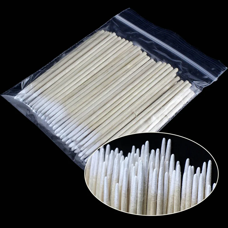 

100pcs Disposable Ultra-small Cotton Swab Wood Cotton Swab Eyelash Extension Tools Lint Free Ear Cleaning Wood Sticks