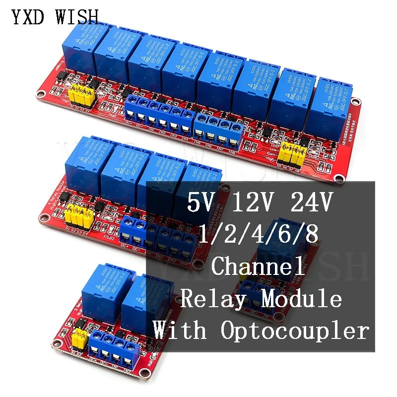 

5V 12V 24V Relay Module With Optocoupler Relay Output 1 2 4 6 8 Way Relay Module For Arduino 1/2/4/6/8 Channel Relays Board