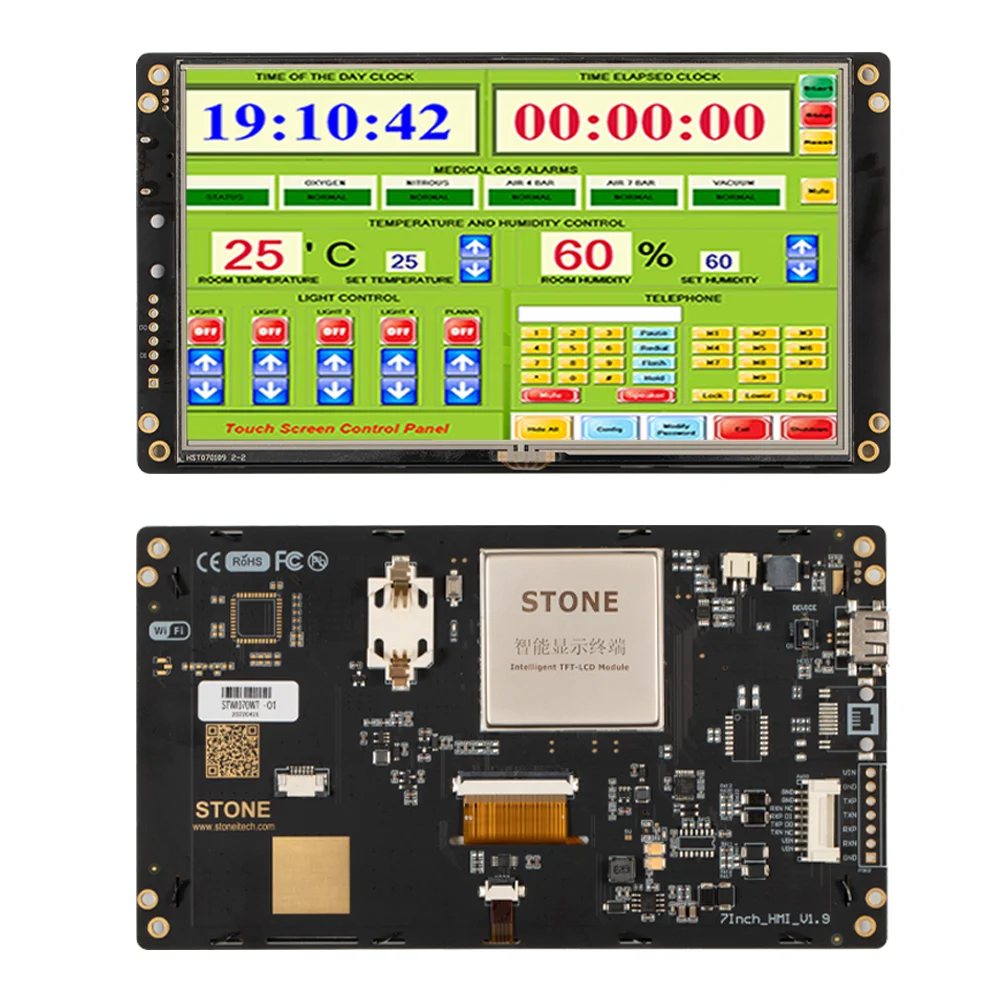 

7 Inch 800x480 TFT LCD Display Module with CPU + Touch Screen + Serial Interface + Develop Software
