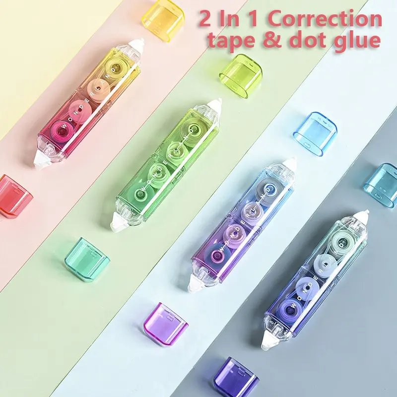 

1PC Lovely Kawaii Rainbow Colors Cute Stationery Office School Supplies Gift Double Head Correction Tape Dispensing Random