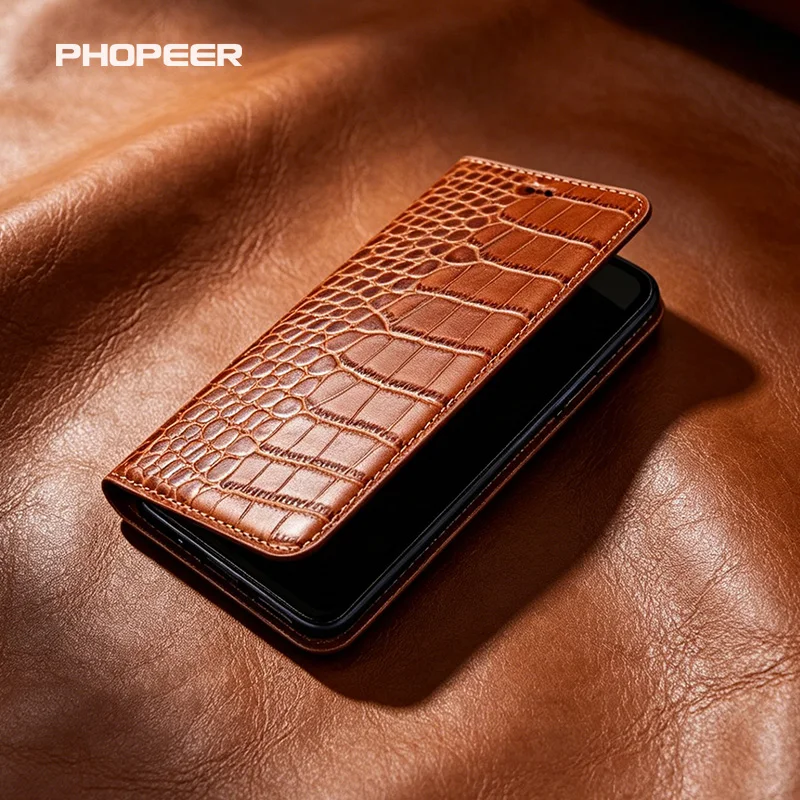 Фото Роскошный чехол из натуральной кожи для OPPO K12 11 10 9 7 5 3 X Plus Pro Vigor с текстурой под крокодила, чехол-кошелек для телефона №4
