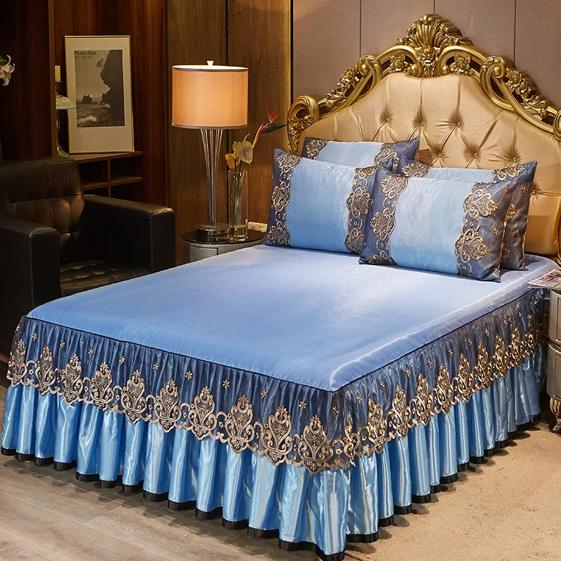 

Комплект постельного белья из 3 предметов, мягкое покрывало с наволочкой и кружевной вышивкой, простыни подходят для взрослых и детей