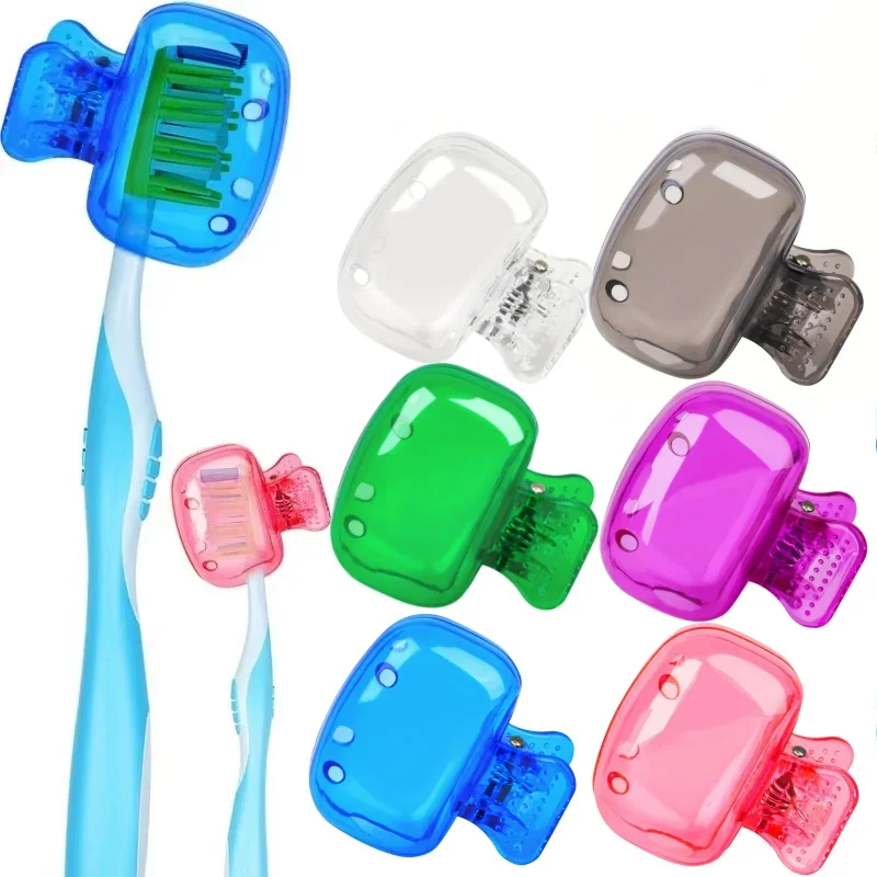 Фото 1/4/6 шт. портативные защитные чехлы для насадок зубных щеток, прочные пластиковые клипсы-держатели для дома, кемпинга, школы №3