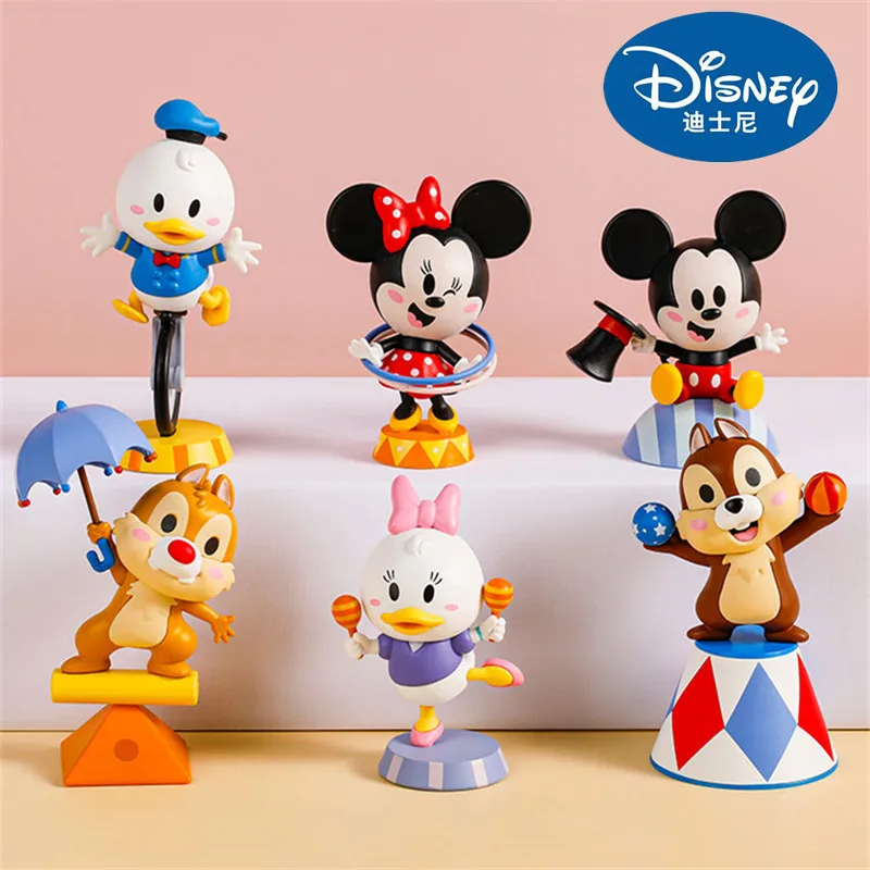 

Original Disney Mickey Mouse Circus Series Anime Figure Cartoon Action Figurines Donald Duck Collectable Model Toys for Kid Gift