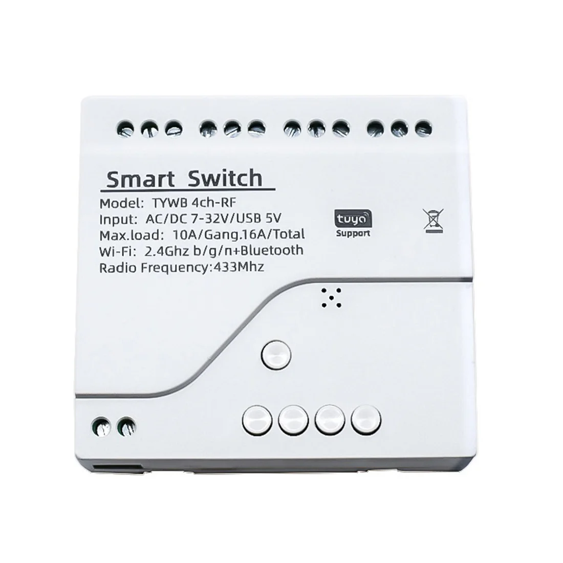 

Tuya Smart Wifi Motor Switch Module RF 433 Radio Remote Control 4CH Inching Relay for Alexa Google Home, 4CH AC/DC 7-32V