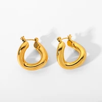 2022 new 316l stainless steel hoop earring 18k gold plated chic geometric shape hoop earrings for women girls trendy jewelry