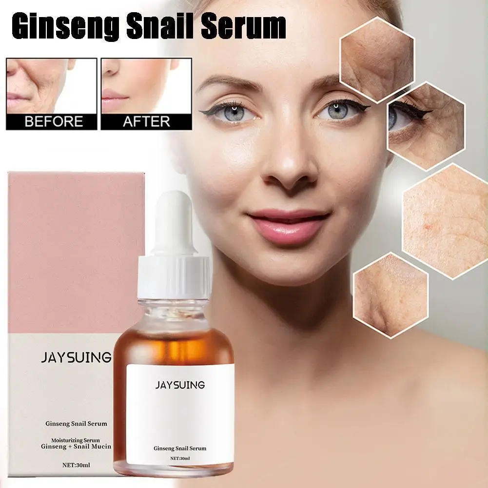 

Snail Anti Wrinkle Serum Dark Spot Whitening Lift Firming Anti Aging Hyaluronic Face Essence Acid Fine Niacinamide Ginseng Q7v2