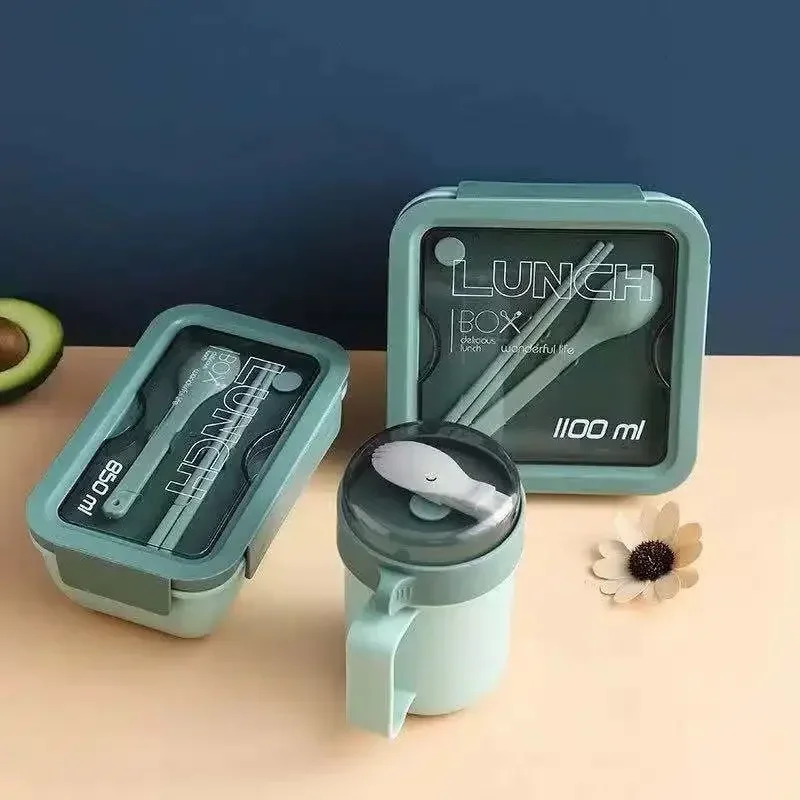 Фото Контейнеры для хранения продуктов питания, сумка для обеда Bento, портативный ланч-бокс для детской школы, микроволновая печь, посуда из пшеничной соломы, коробка Bento №1