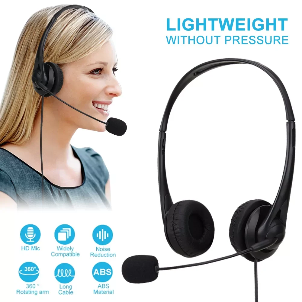 

Computer Laptop Headphone with Noise Cancelling Microphone Chatting Network Teaching Video Conferencing USB Wired Headset
