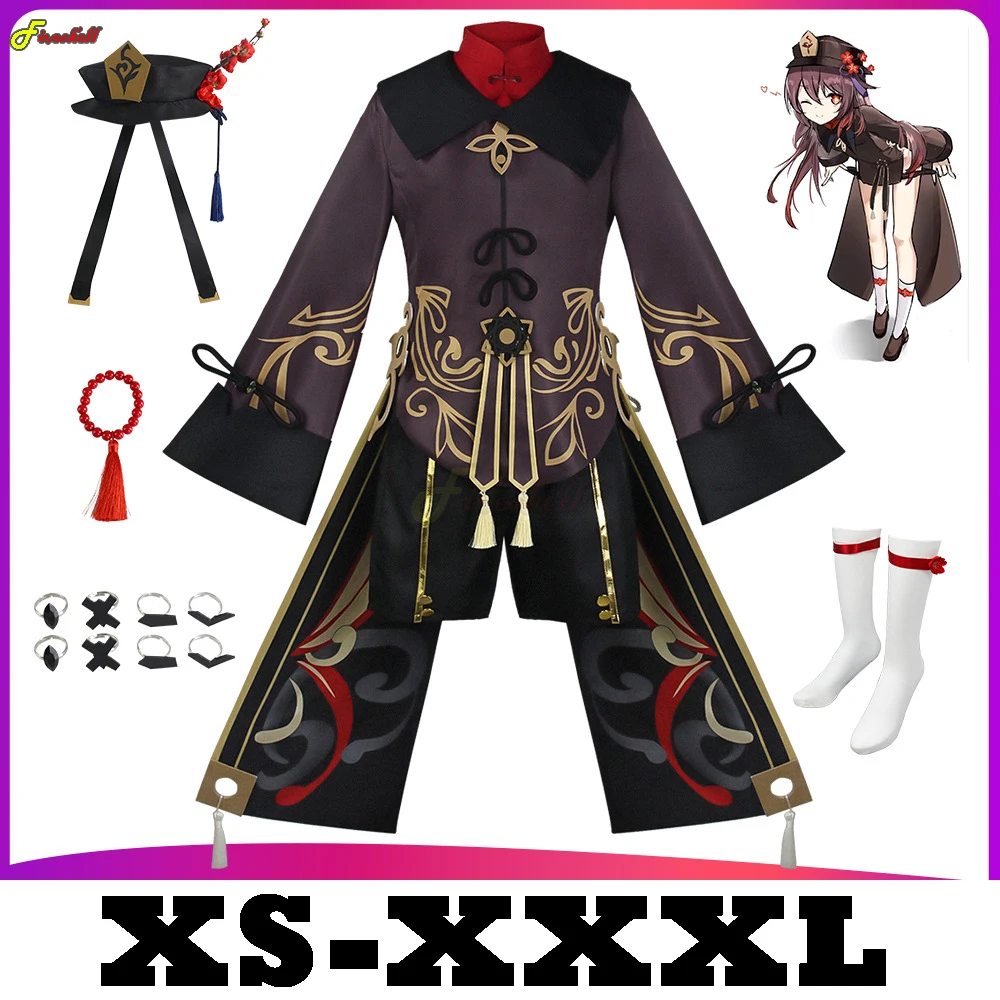 

Full Set Genshin Impact Hutao Cosplay Costume Uniform Wig Cosplay Anime Game Hu Tao Chinese Style Halloween Costumes For Women