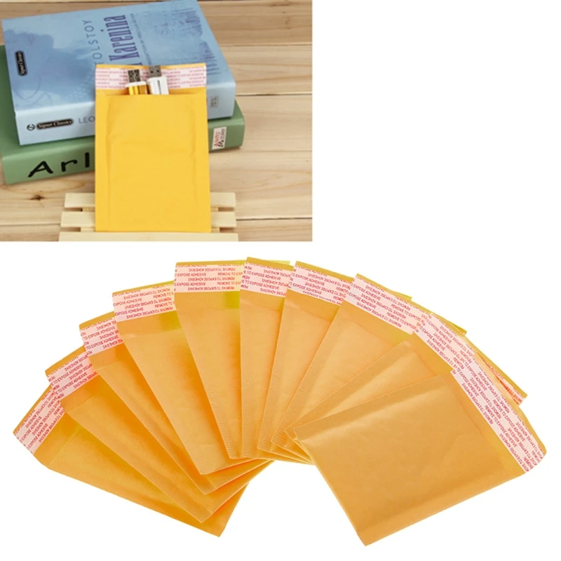 

2022 New 10 Pcs Kraft Bubble Mailers Yellow Padded Mailing Bags Paper Shipping Envelopes