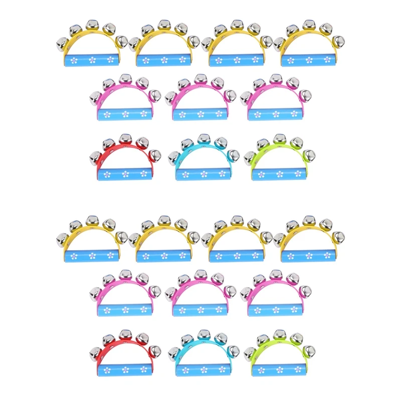 

20Pcs Vivid Color Jingle Bells Sleigh Bells Instrument On Wooden Handle For Baby Kids Children Musical Toys