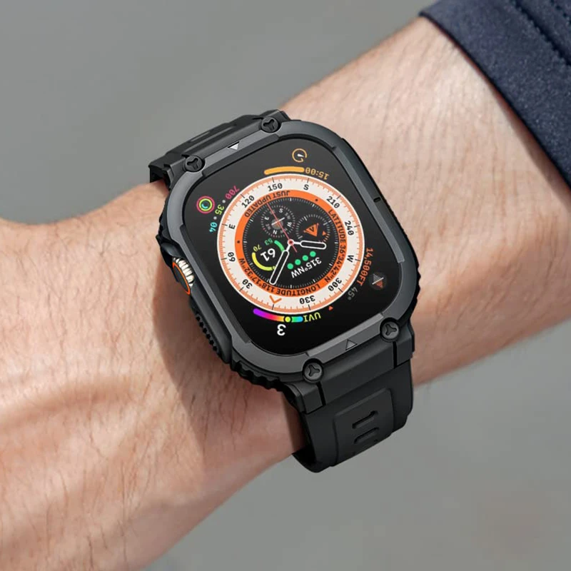 

Band for Apple Watch Ultra Strap 49mm Series 8 7 45mm 41mm Case Rugged Bands Bumper for iWatch Ultra 49mm Armor Bracelet