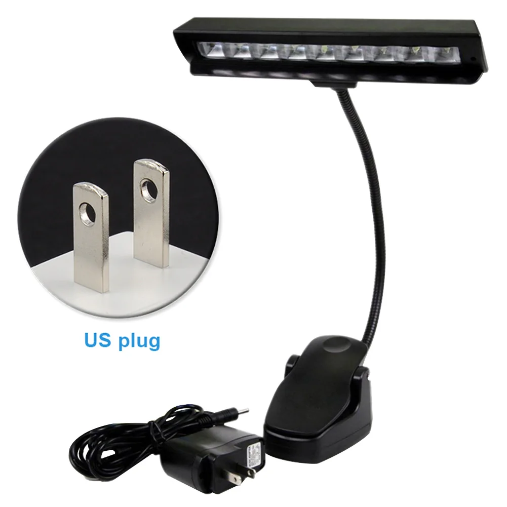 

Портативная Гибкая Музыкальная подставка для чтения в спальню с адаптером на зажиме, черная, 9 светодиодов, лампа для пианино