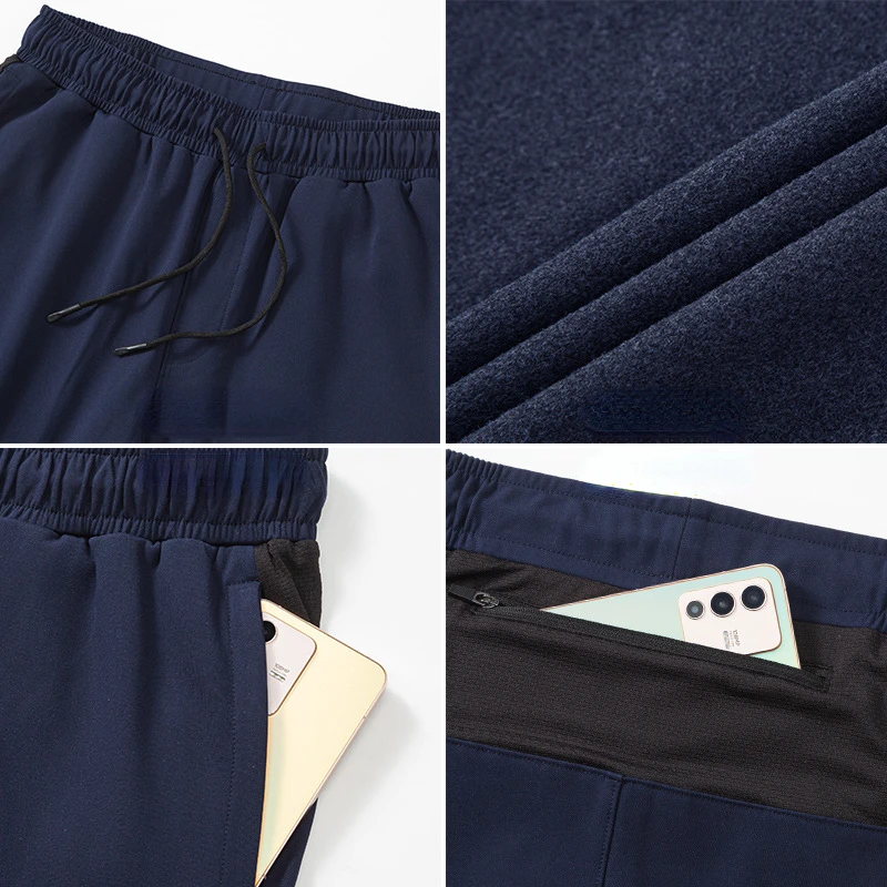 Lulu. Men's Jogging Sweatpants Thin Velvet Mid Waist Sports Casual Pants Warm Elastic Outdoor Training Running Trousers Winter