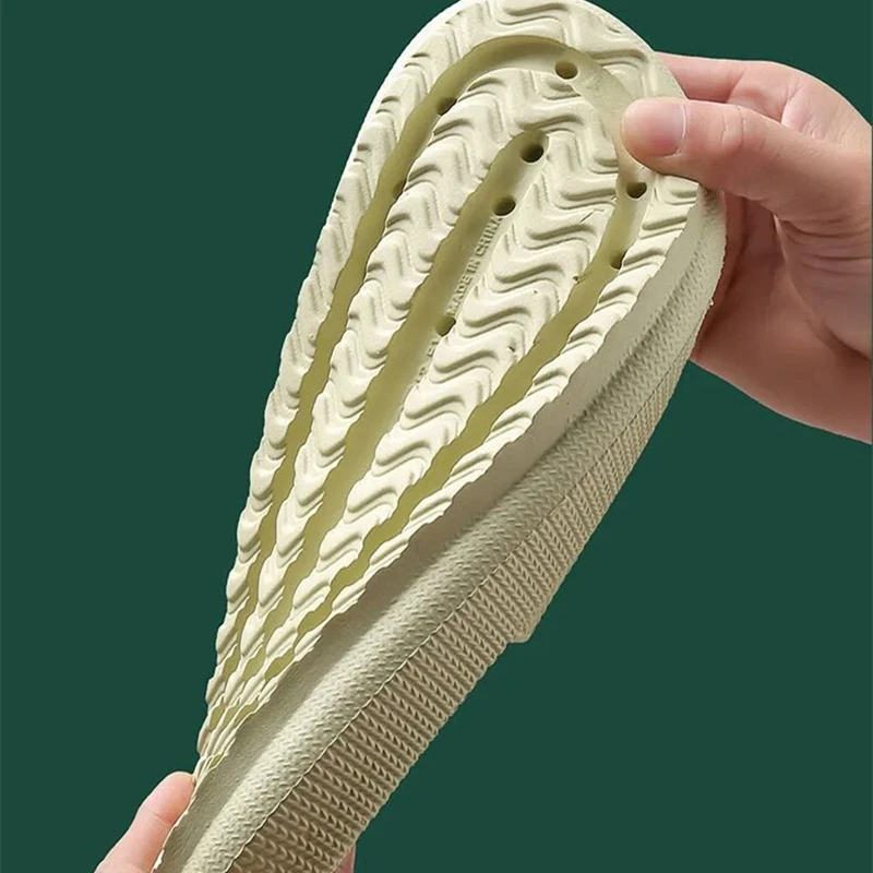 Summer Home Simple Thick Bottom Mute Slippers Couple Indoor Bathroom Anti-slip Sandals Unisex Comfortable High-end Sense Slipper
