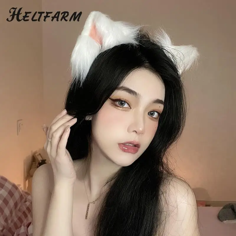 

Cosplay Cute Cat Fox Fur Ear Hair Hoops Night Party Anime Lolita Hairband Fur Headbands Clip Girl Hair Accessories Ear Hair Band
