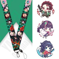 ghost slayer q version lanyard wristband anime peripheral keychain creative ribbon kawaii holiday gift surprise toy