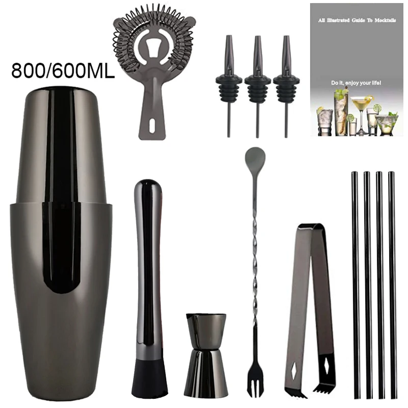 

550ml 800ml/600ml Cocktail Shaker Set 3-12Pcs/set Barware Set Stainless Bar Bartender Kit Shakers Bar Tools Wine Accessories