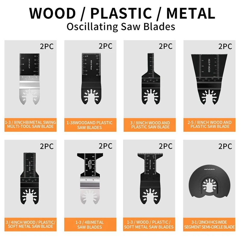

84Pcs Oscillating Tool Blades, Quick Release Oscillating Saw Blades Wood Metal Plastic Multitool Blades With Sandpaper